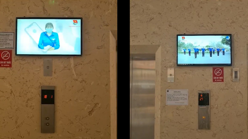 Lắp đặt màn hình LCD treo tường thang máy 32 inch tại Vũng Tàu - Căn hộ Osimi Phú Mỹ