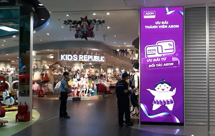 Thi công màn hình LED quảng cáo trong nhà P2 cho siêu thị AEON Hải Phòng